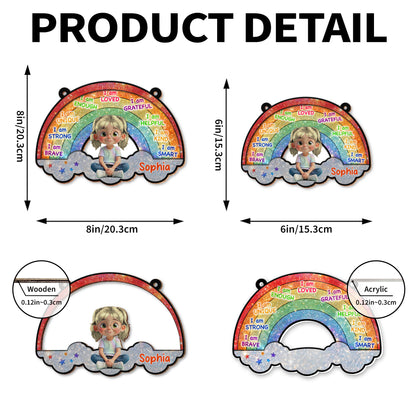 I Am Loved, Grateful, Kind Rainbow Suncatcher