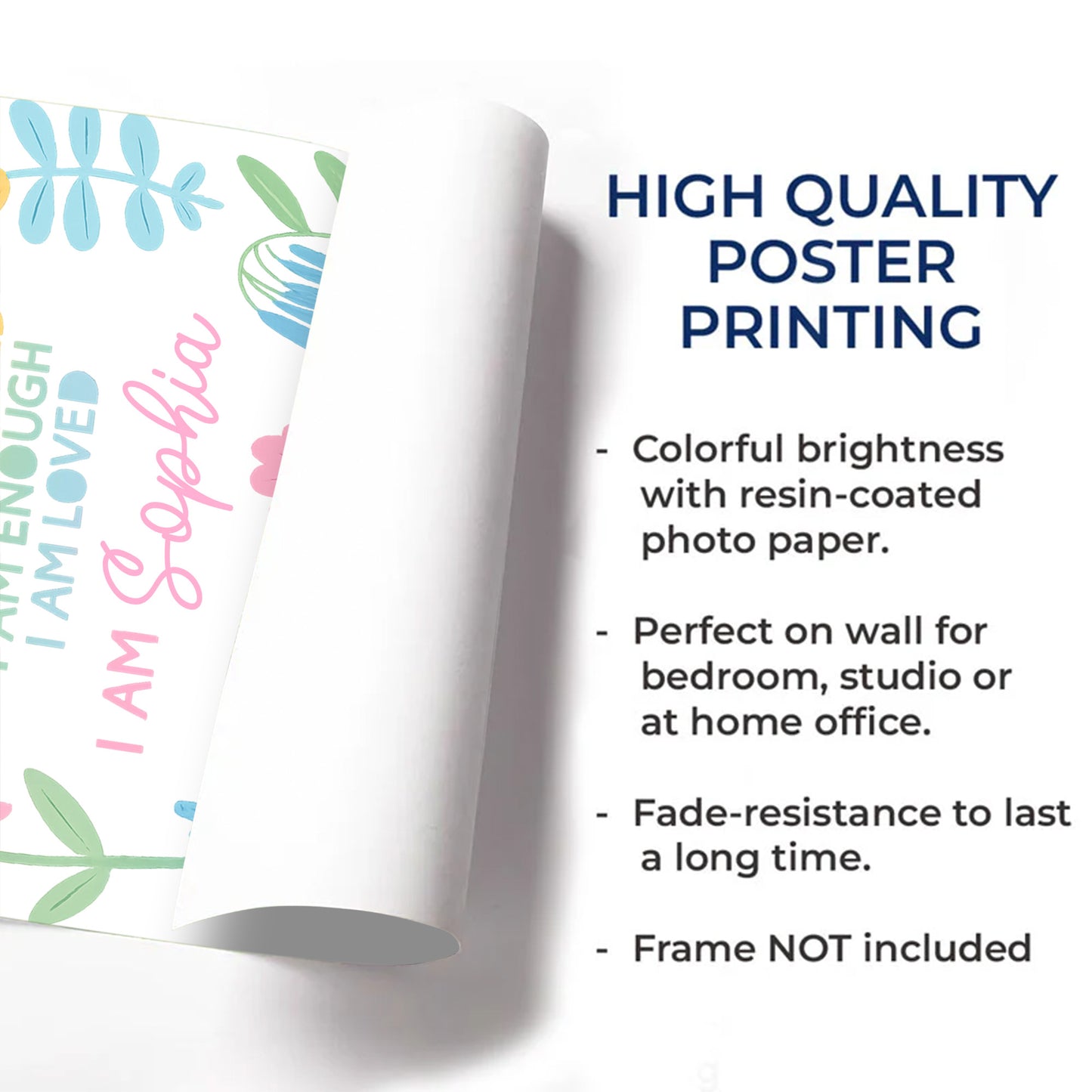 I Am Unique, I Am Strong, Personalized Floral Decor