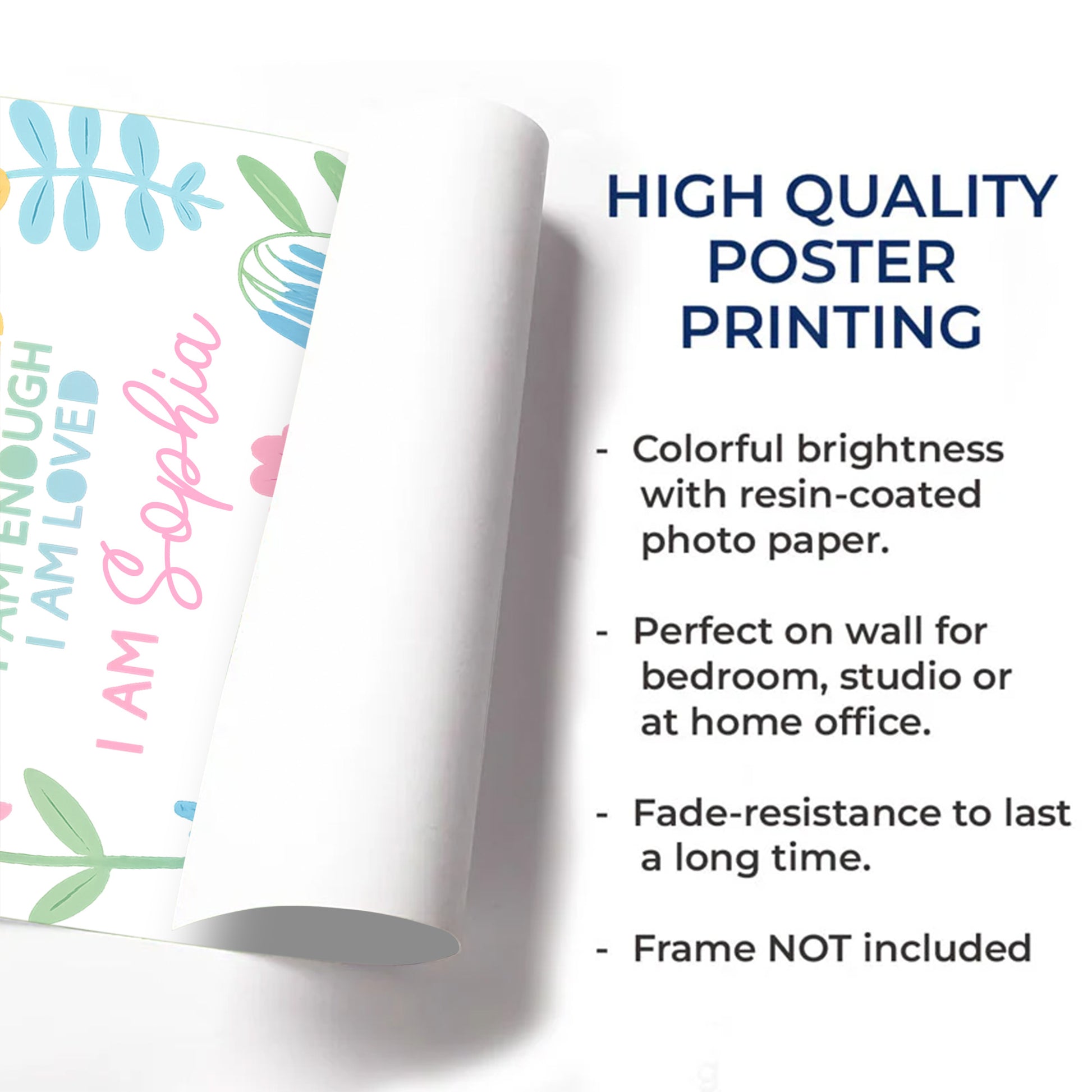 I Am Unique, I Am Strong, Personalized Floral Decor