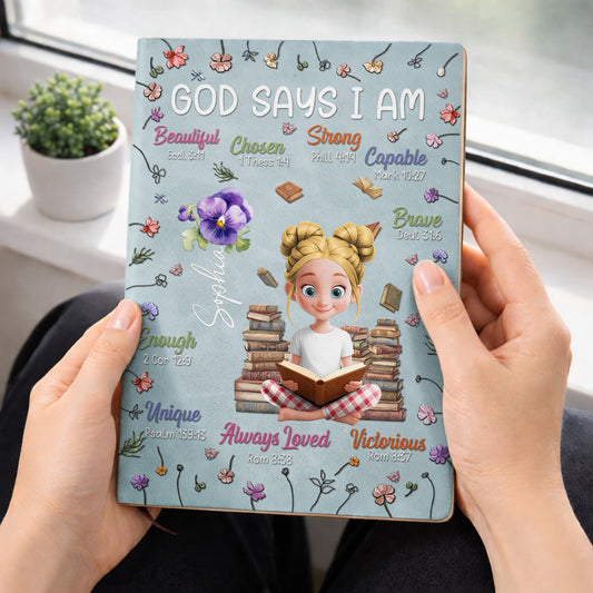 God Says I Am Beautiful, Chosen, Strong With Books And Flowers
