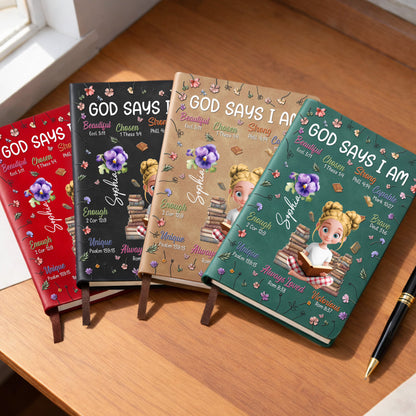 God Says I Am Beautiful, Chosen, Strong With Books And Flowers