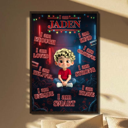 I Am Enough, Loved, Strong Customizable Poster For Boys