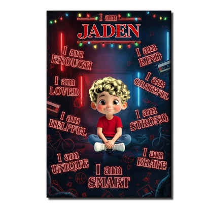 I Am Enough, Loved, Strong Customizable Poster For Boys