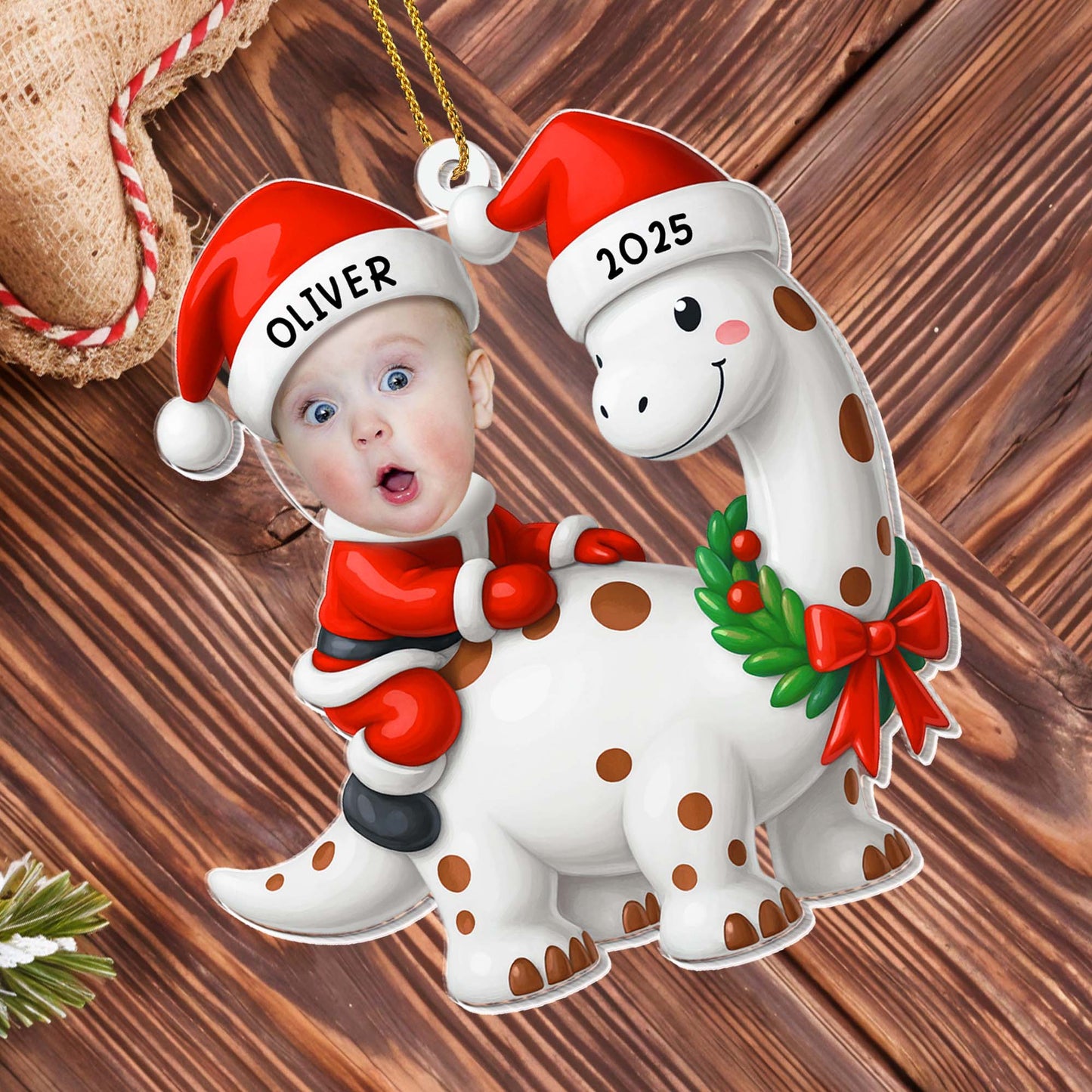 Celebrate Your First Christmas With Baby and Dinosaur