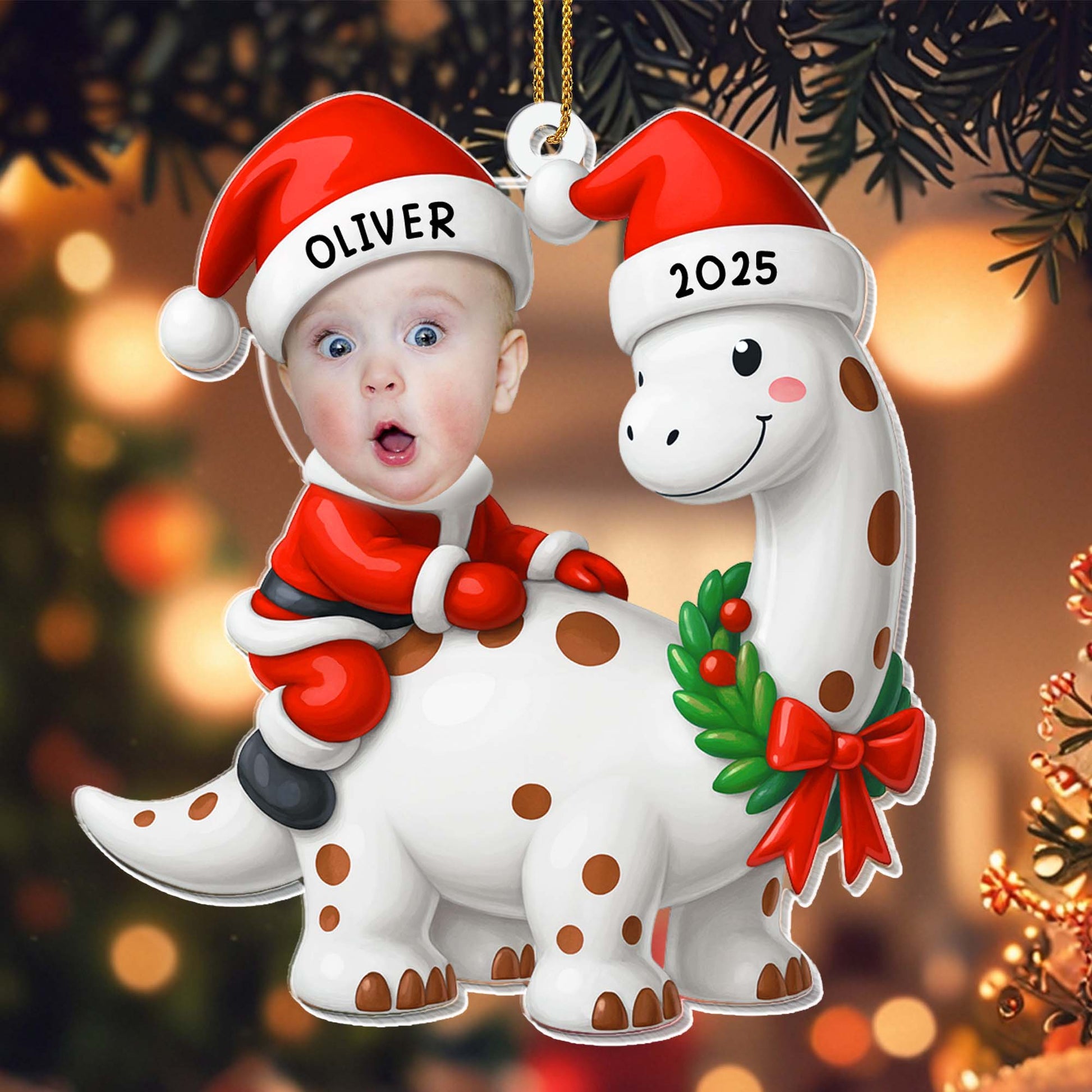 Celebrate Your First Christmas With Baby and Dinosaur