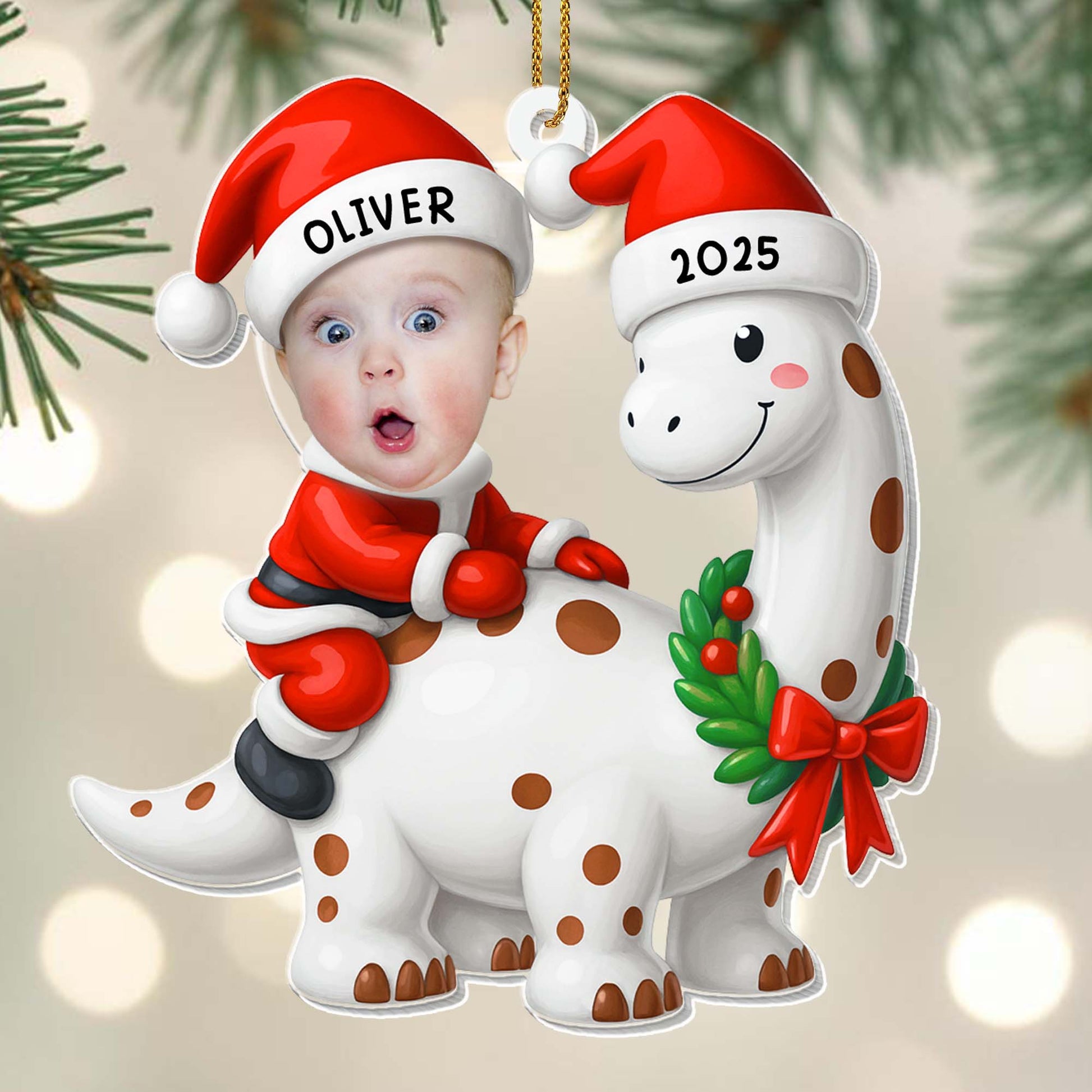 Celebrate Your First Christmas With Baby and Dinosaur