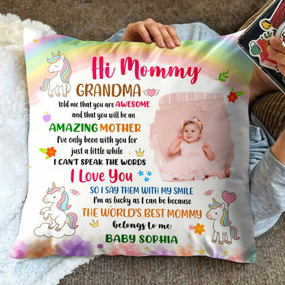 Hi Mommy World's Best Mommy, Unicorn And Flowers