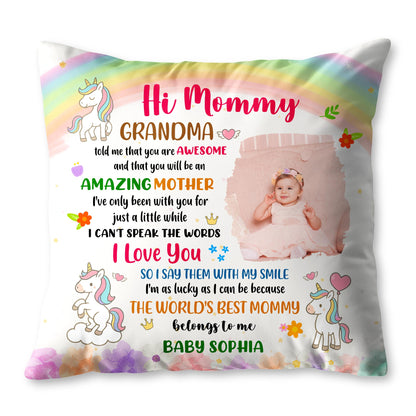 Hi Mommy World's Best Mommy, Unicorn And Flowers