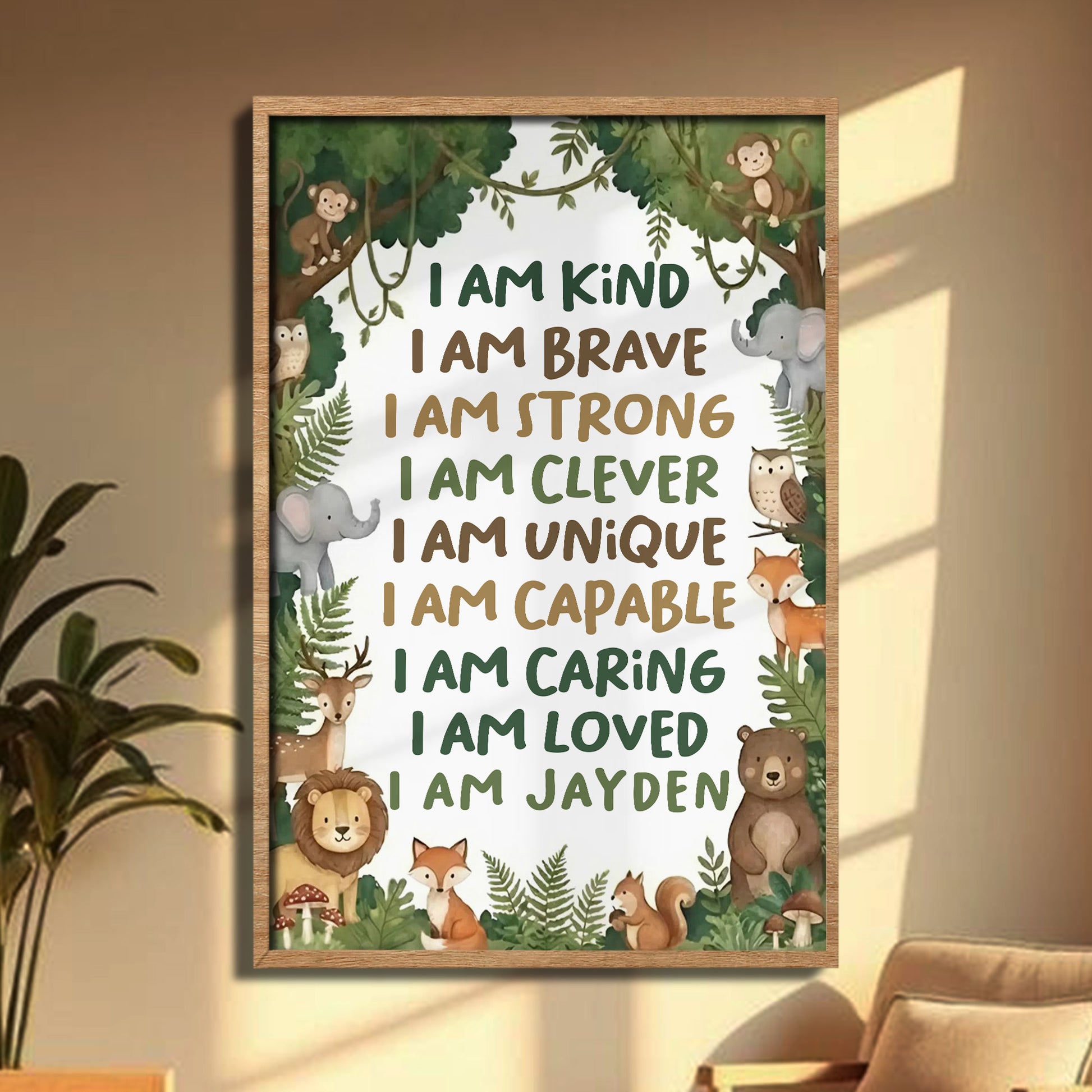 I Am Kind, I Am Brave, I Am Loved, Forest Animals Poster
