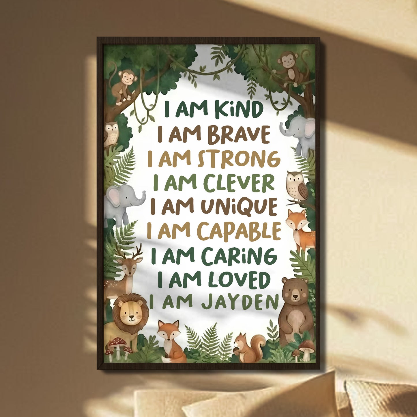 I Am Kind, I Am Brave, I Am Loved, Forest Animals Poster