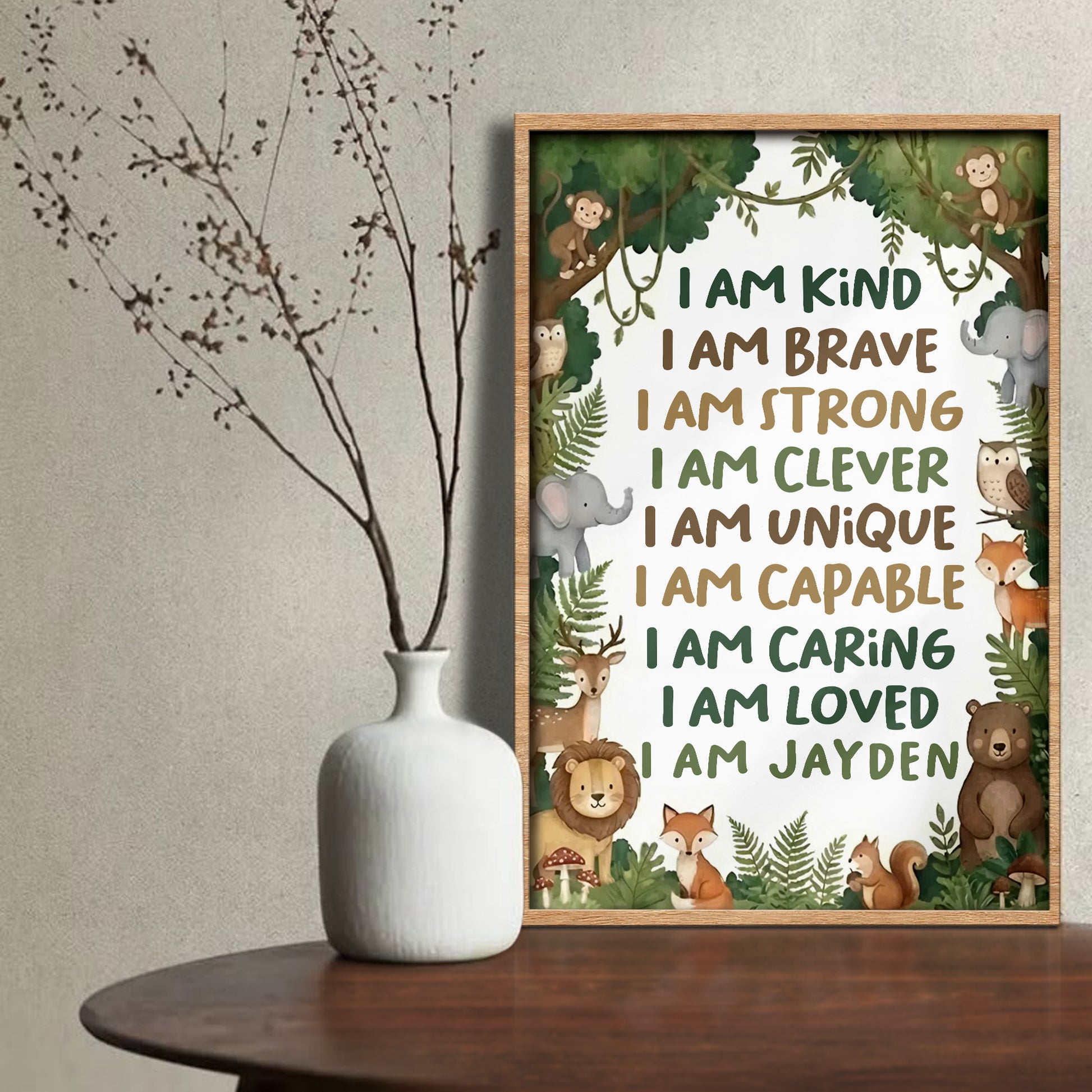 I Am Kind, I Am Brave, I Am Loved, Forest Animals Poster