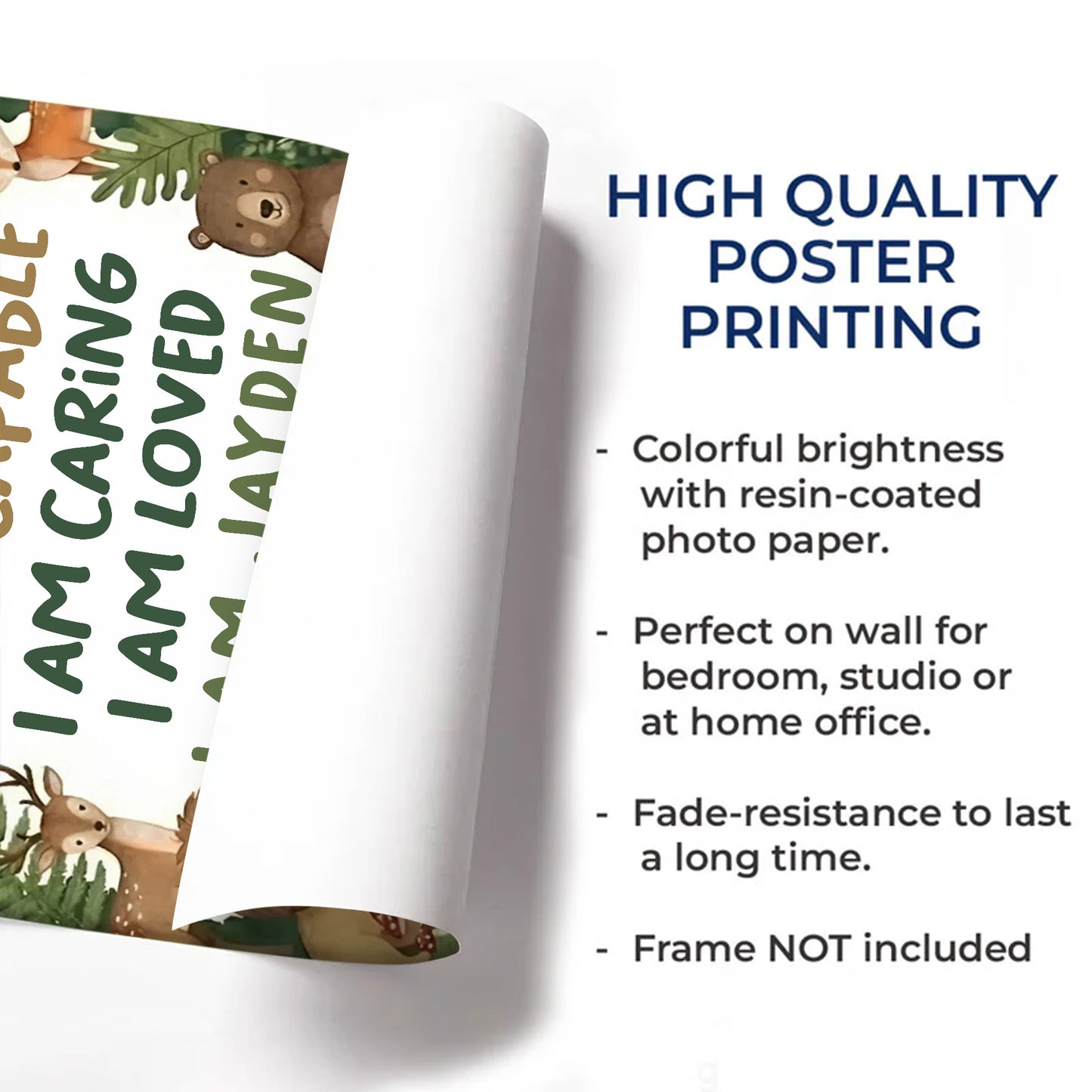 I Am Kind, I Am Brave, I Am Loved, Forest Animals Poster