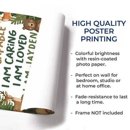 I Am Kind, I Am Brave, I Am Loved, Forest Animals Poster