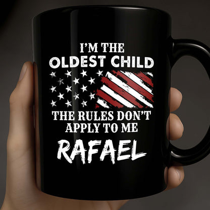 I'm The Youngest Child The Rules Don't Apply To Me Flag Stars - Personalized Custom Black Mug - KID497_BMUG