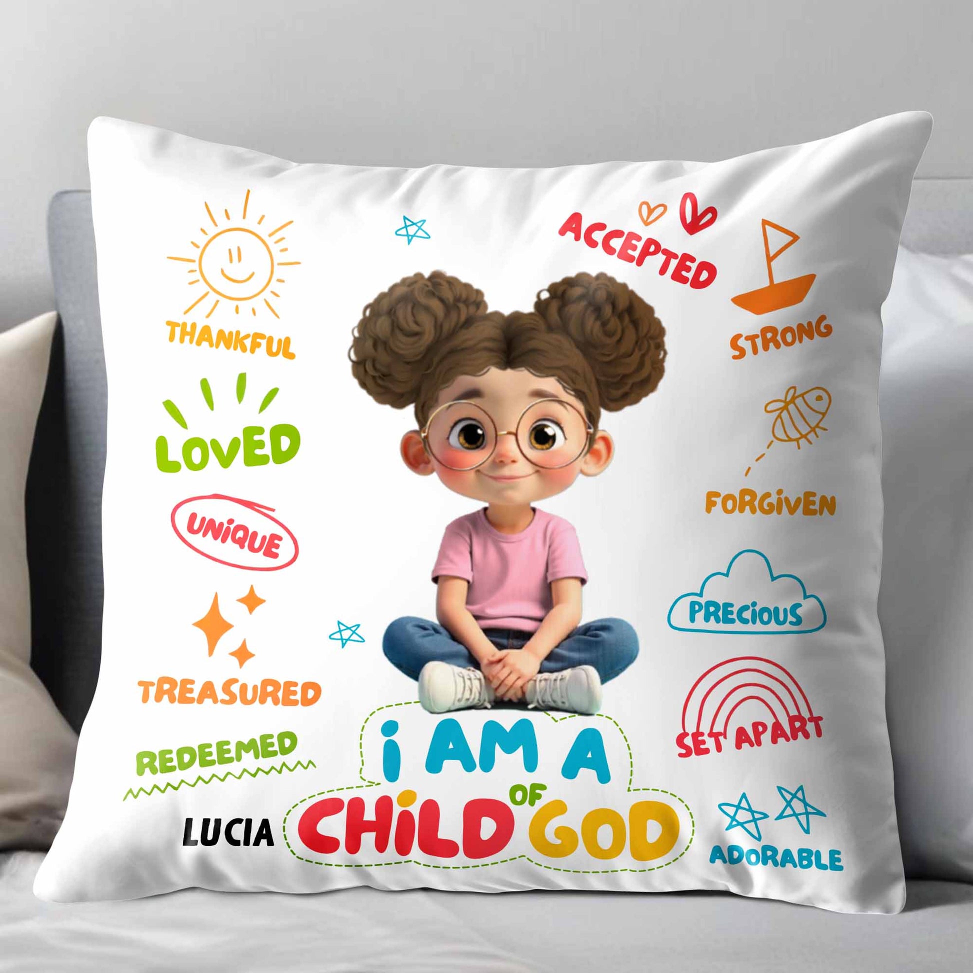 I Am A Child Of God Pillow With Religious Symbols