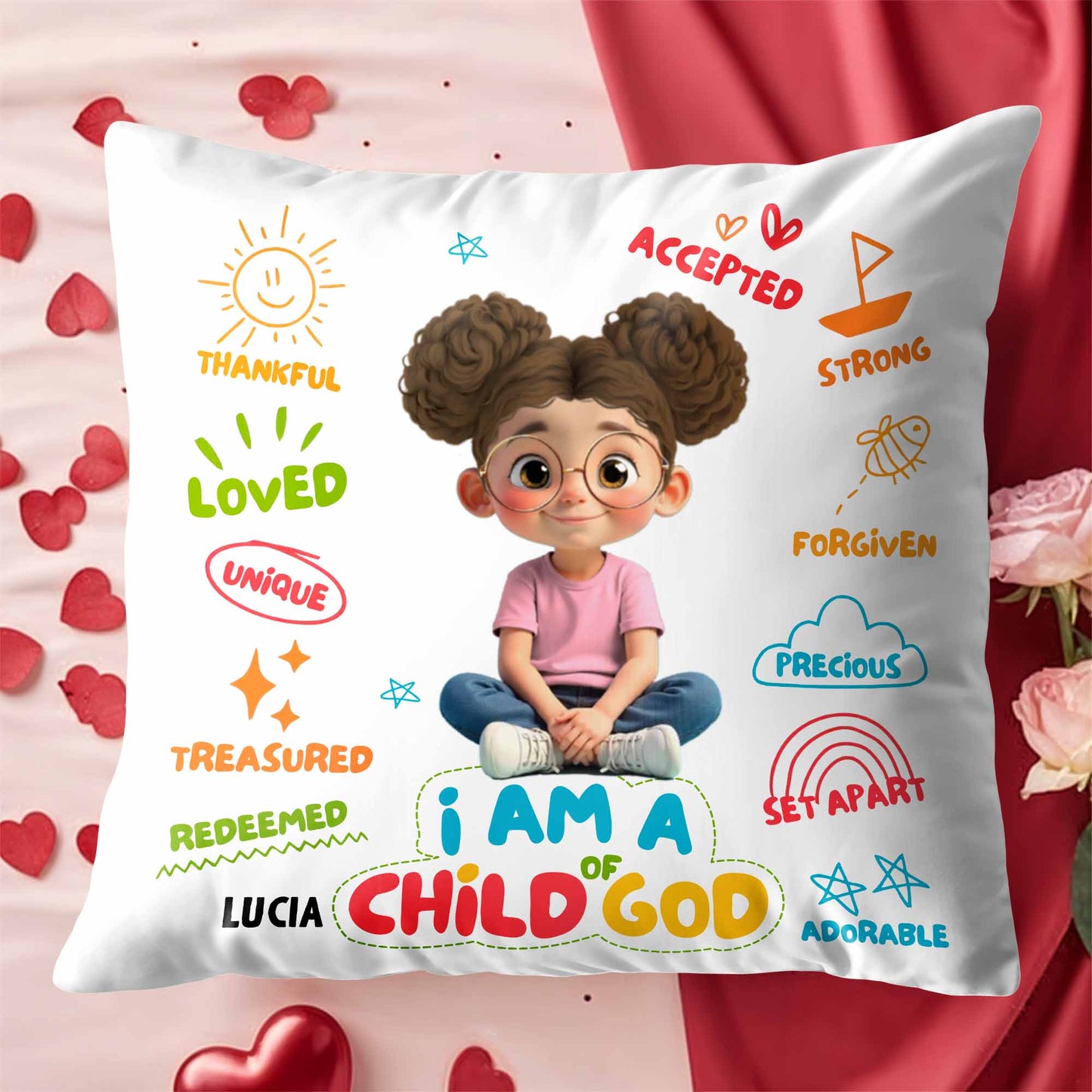 I Am A Child Of God Pillow With Religious Symbols