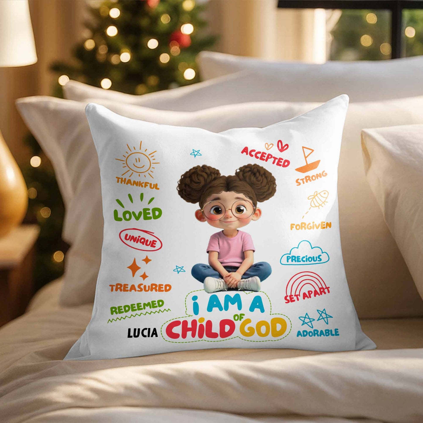 I Am A Child Of God Pillow With Religious Symbols