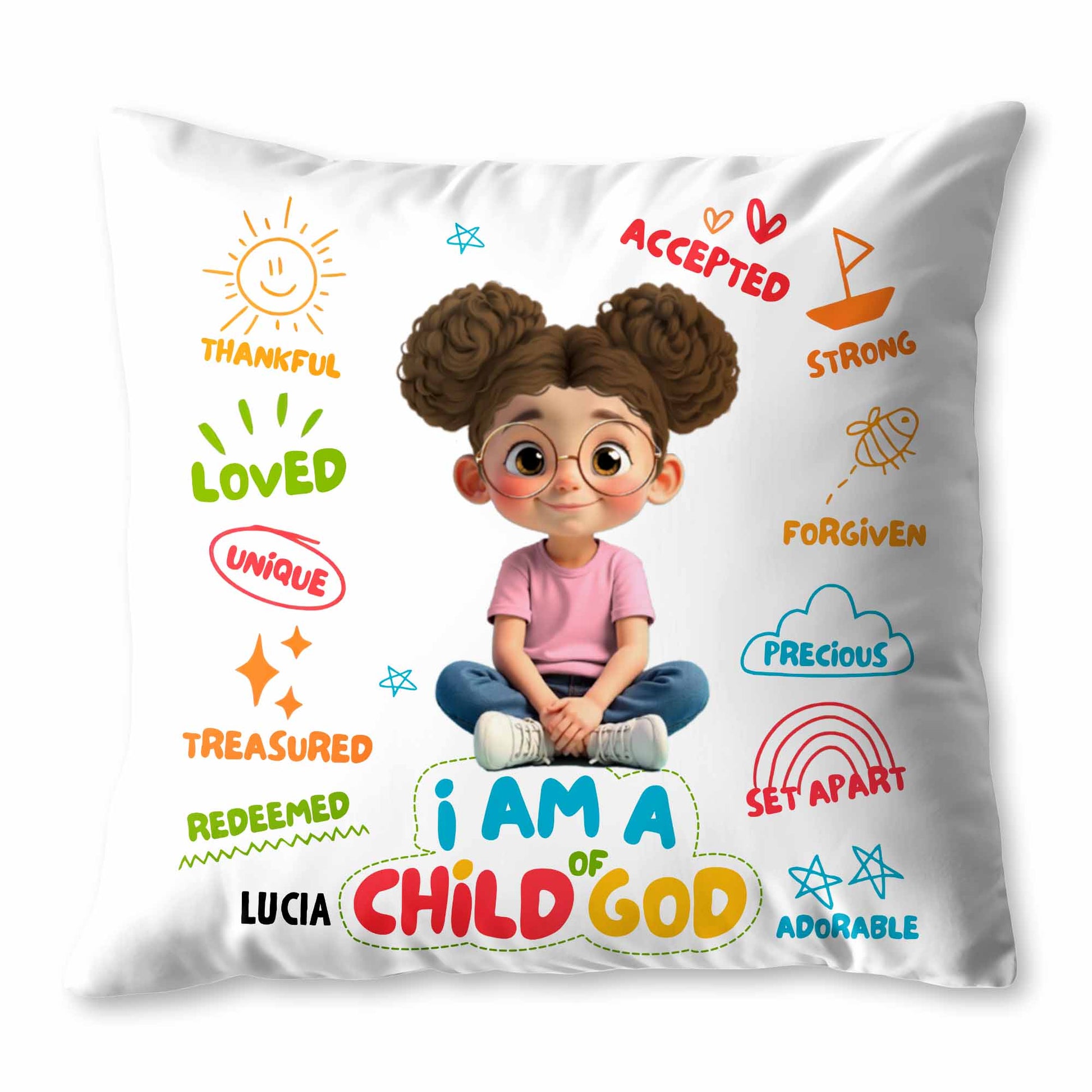 I Am A Child Of God Pillow With Religious Symbols