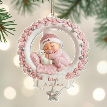 Baby's 1st Christmas, Baby And Wreath Ornament