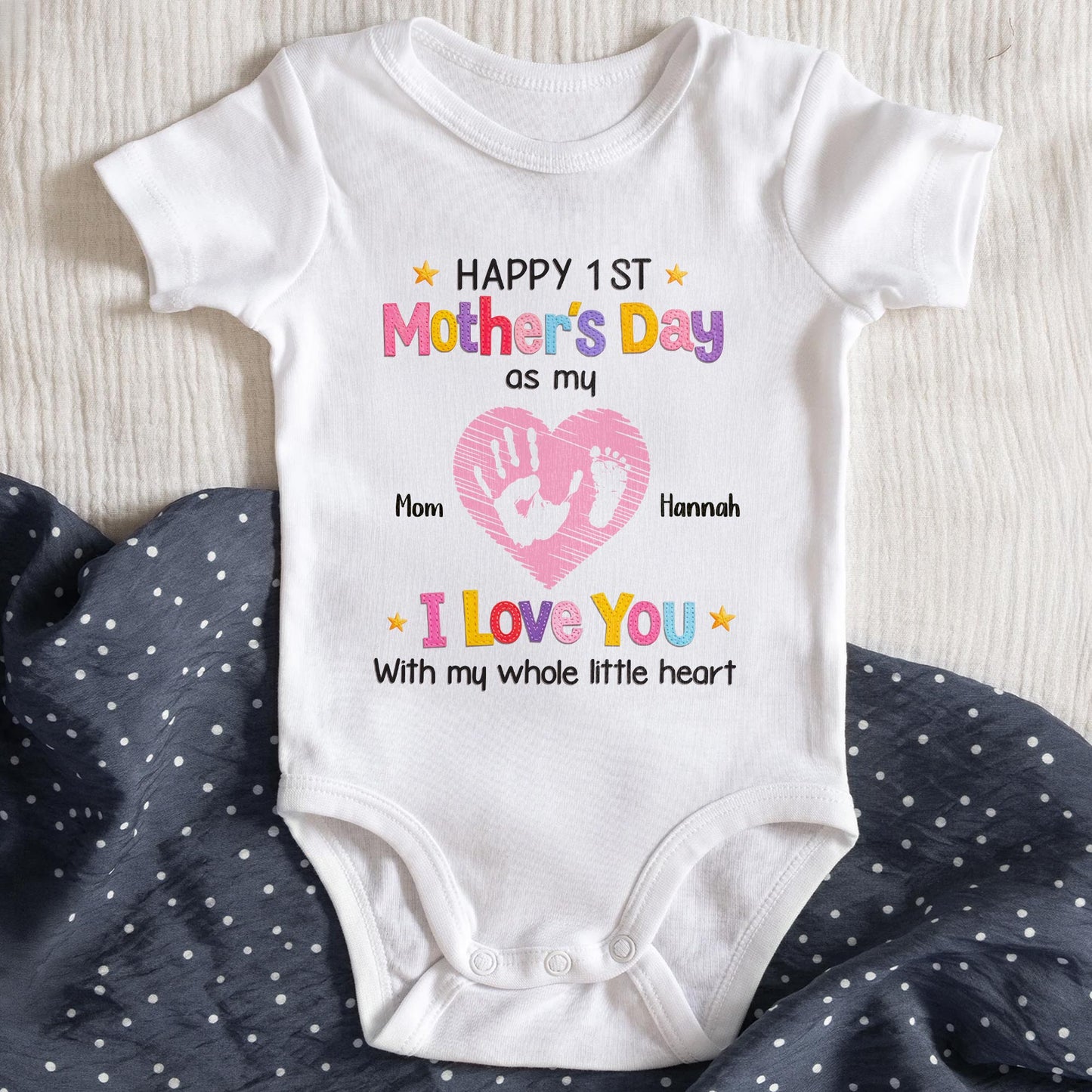 Happy 1st Mother's Day, Heart and Handprint Design