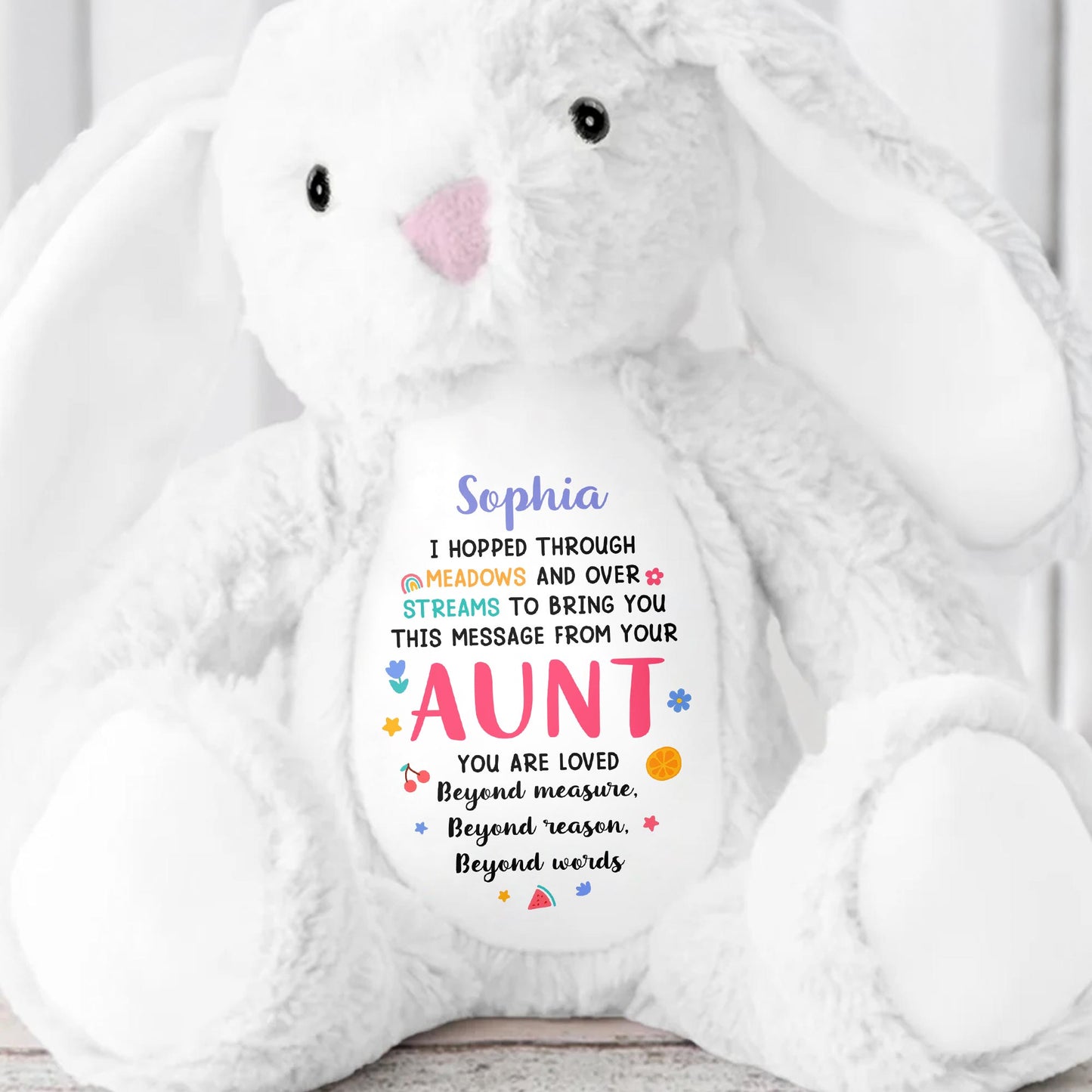 Hopped Through Meadows Message From Aunt, Bunny And Hearts