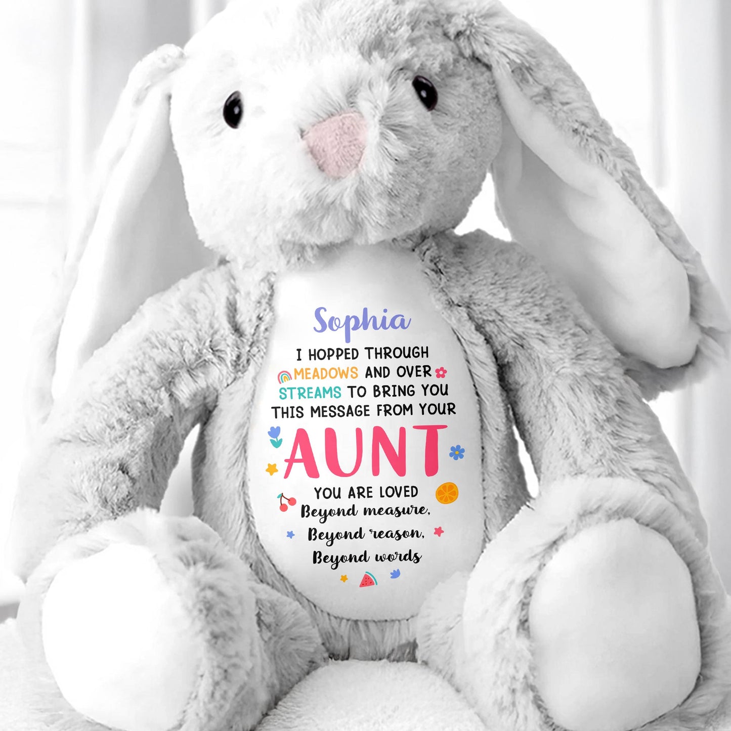 Hopped Through Meadows Message From Aunt, Bunny And Hearts