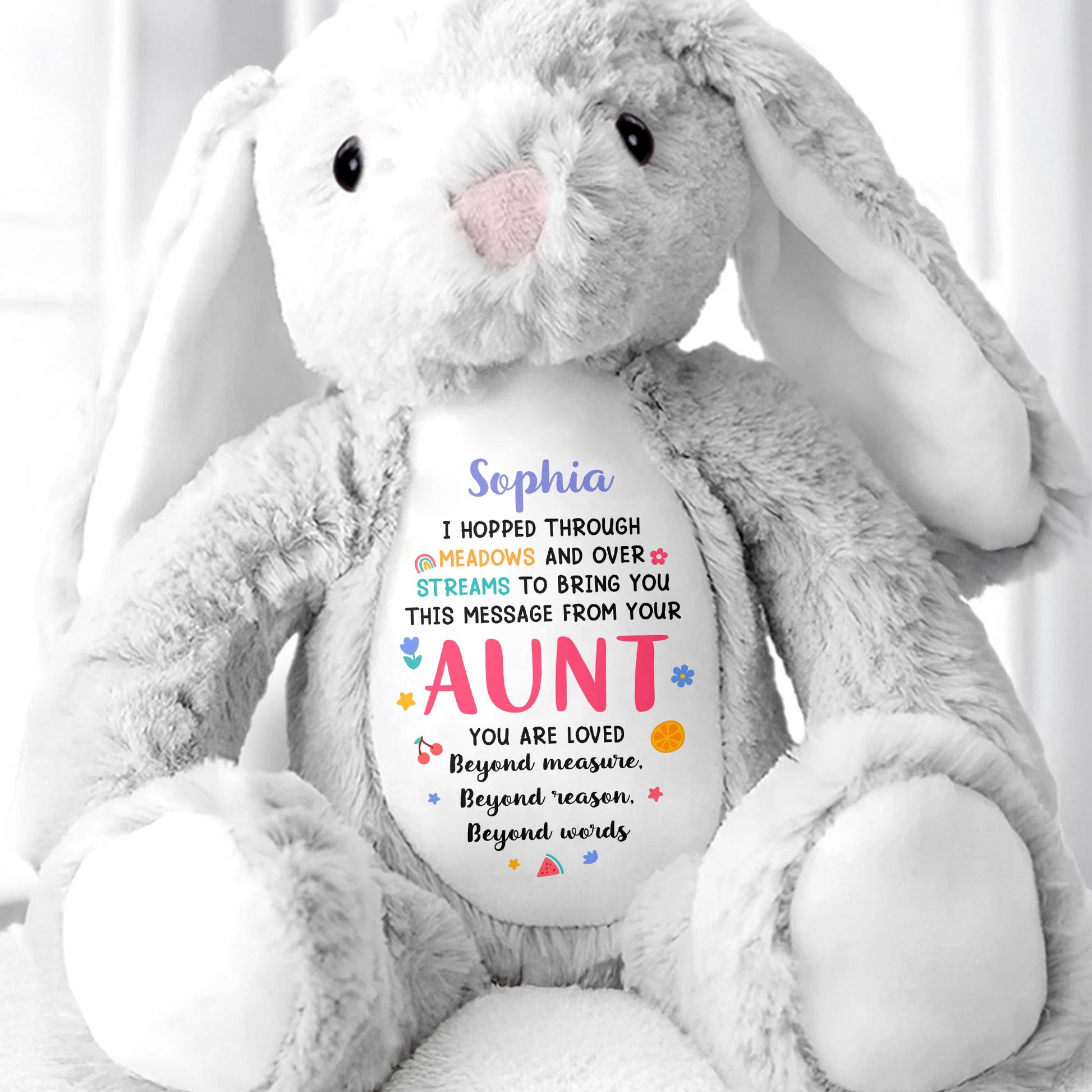 Hopped Through Meadows Message From Aunt, Bunny And Hearts