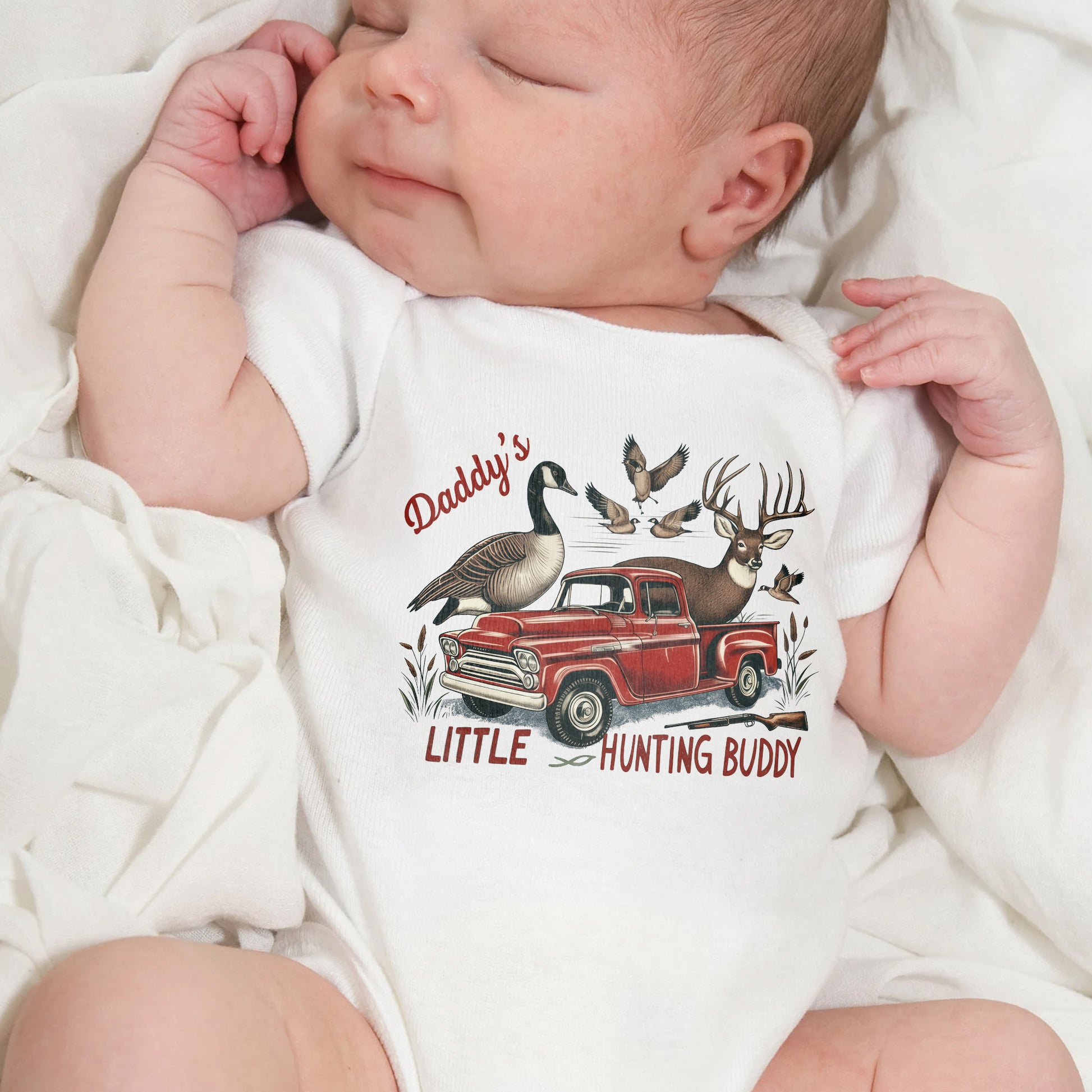 Daddy's Little Hunting Buddy Red Truck Deer and Ducks