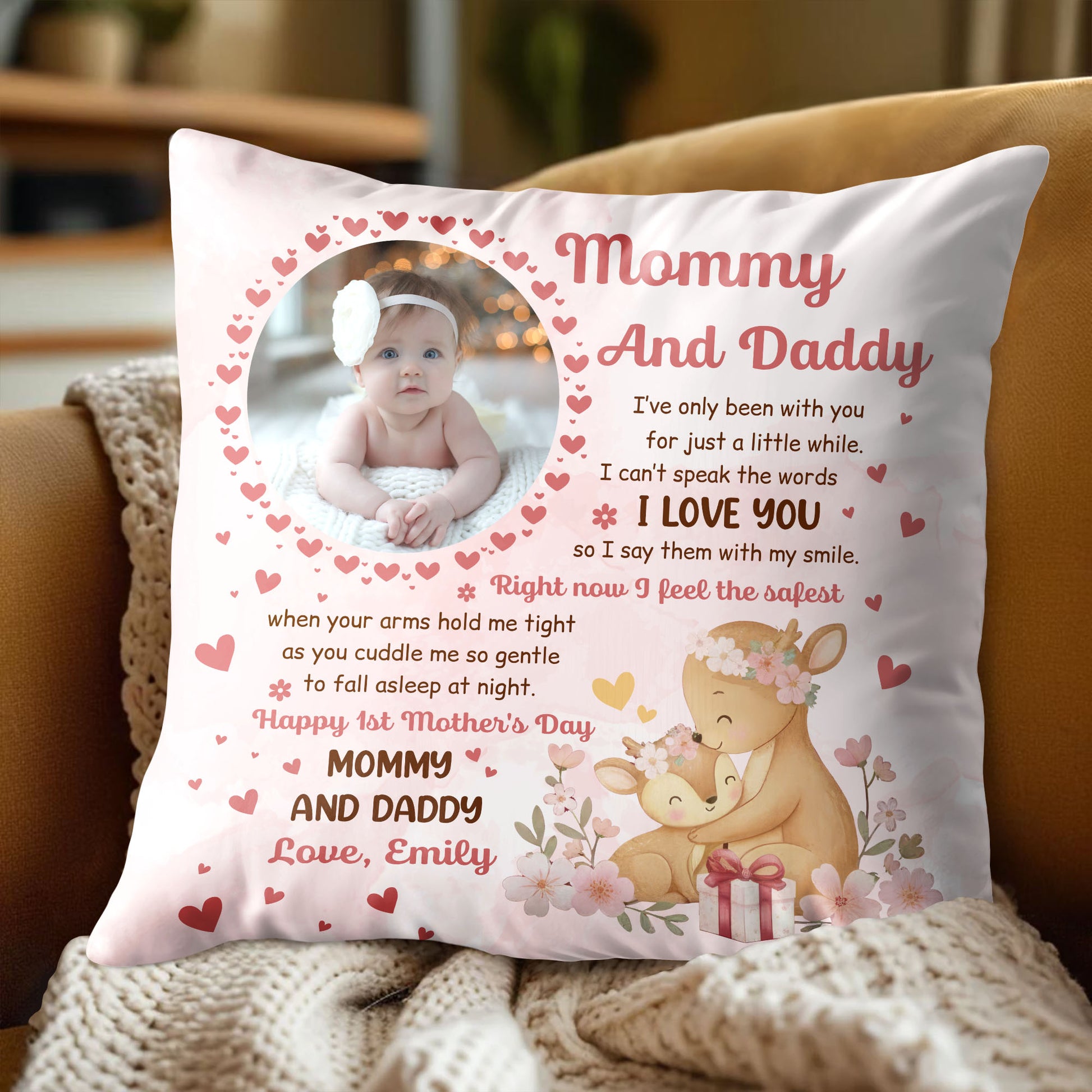 Mommy And Daddy, Baby's First Words, Teddy Bear And Hearts