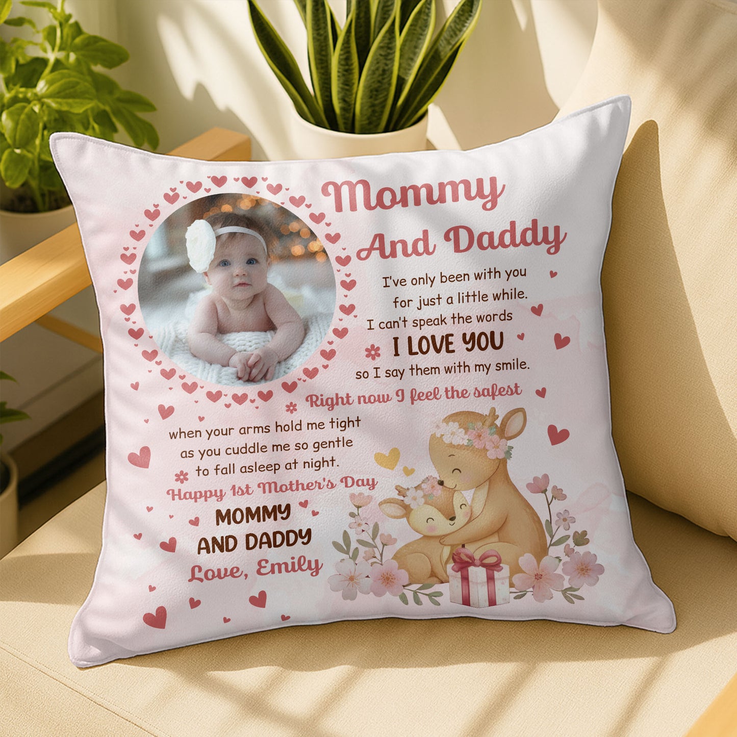 Mommy And Daddy, Baby's First Words, Teddy Bear And Hearts