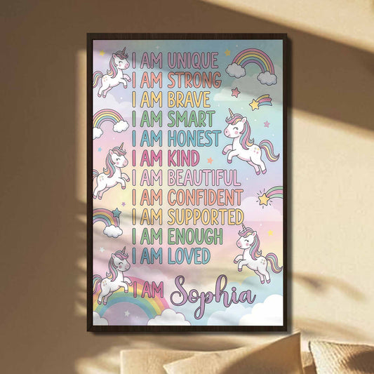 I Am Unique Strong Brave Unicorn And Rainbow Affirmations For Girls