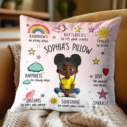 Rainbows, Butterflies, And Sunshine Custom Pillow