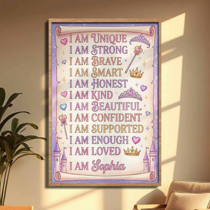 I Am Unique Strong Brave Smart Affirmations With Crowns And Castle
