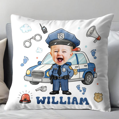 Celebrate Your Little Hero, Police Officer Pillow - Personalized Custom Pillow, Insert Included - KID520_PLW