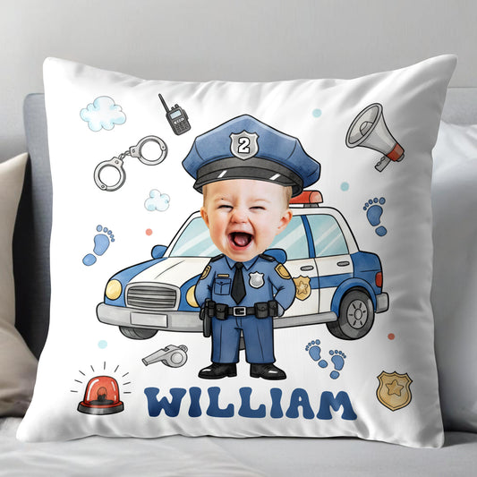 Celebrate Your Little Hero, Police Officer Pillow - Personalized Custom Pillow, Insert Included - KID520_PLW