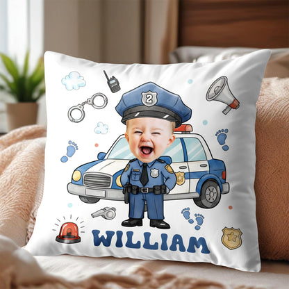 Celebrate Your Little Hero, Police Officer Pillow - Personalized Custom Pillow, Insert Included - KID520_PLW