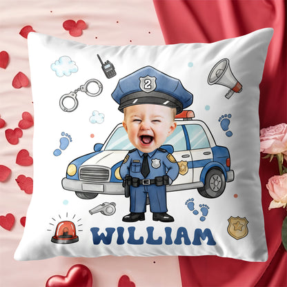 Celebrate Your Little Hero, Police Officer Pillow - Personalized Custom Pillow, Insert Included - KID520_PLW