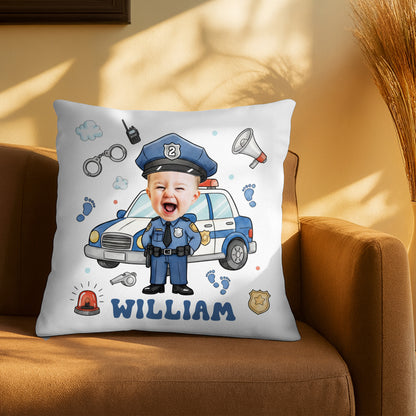 Celebrate Your Little Hero, Police Officer Pillow - Personalized Custom Pillow, Insert Included - KID520_PLW