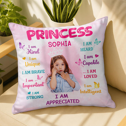 Prince I Am Brave Strong Smart Helpful Affirmations With Sports Balls And Crown - Personalized Custom Pillow, Insert Included - KID526_PLW