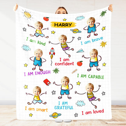 I Am Kind, Brave, Confident Blanket With Stars And Planets