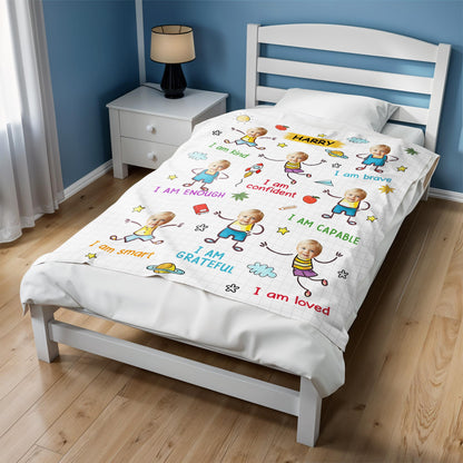 I Am Kind, Brave, Confident Blanket With Stars And Planets