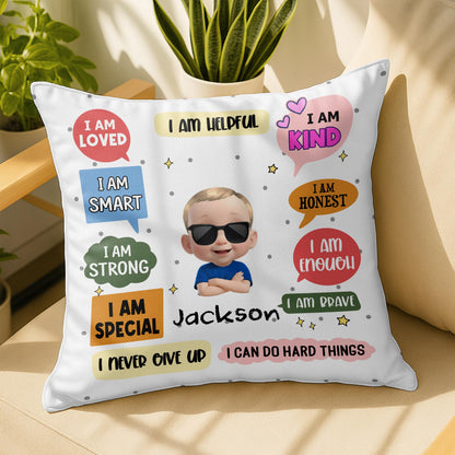 I Am Loved And Brave Affirmations For A Beautiful Girl - Personalized Custom Pillow, Insert Included - KID533_PLW