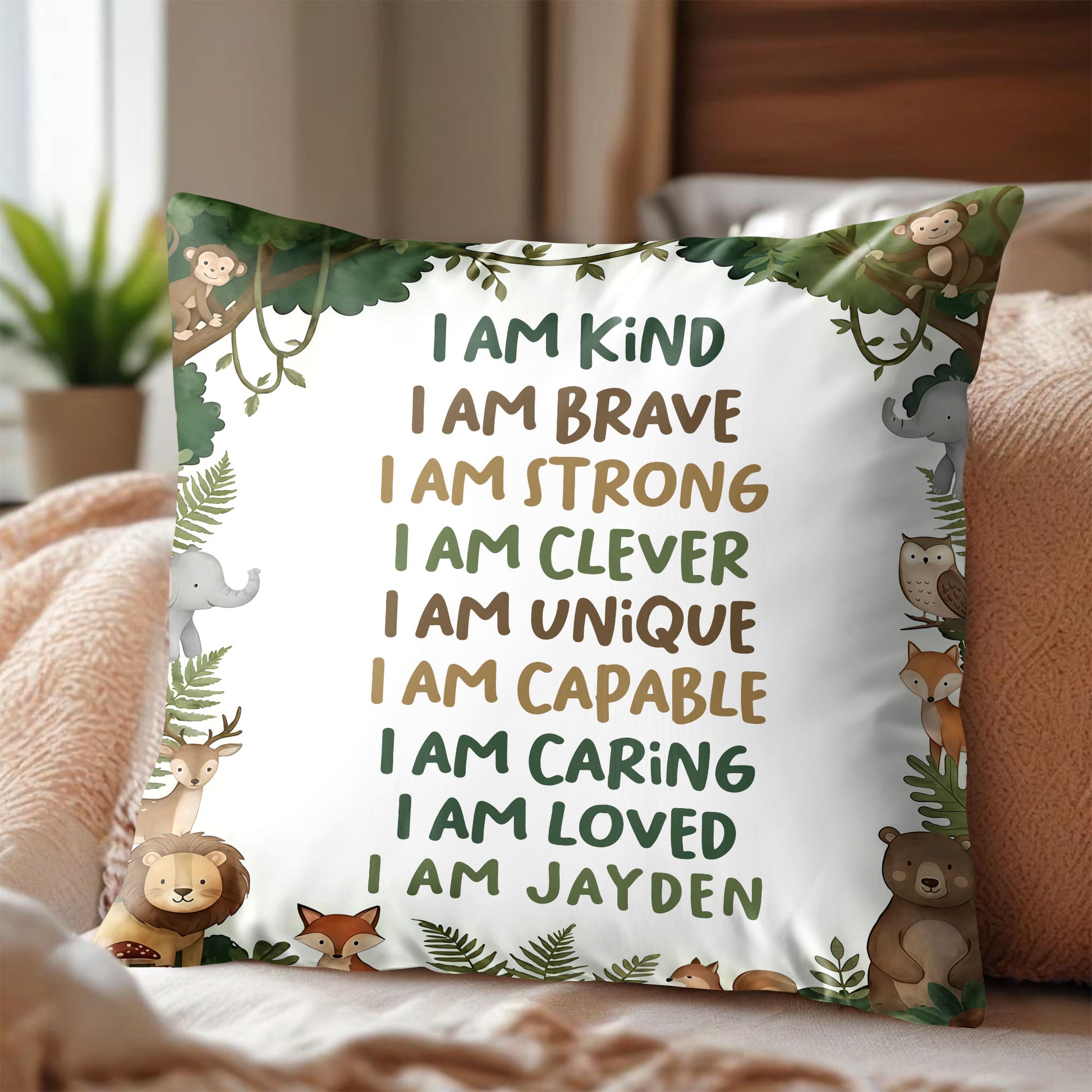 I Am Kind Brave Strong Affirmations With Jungle Animals