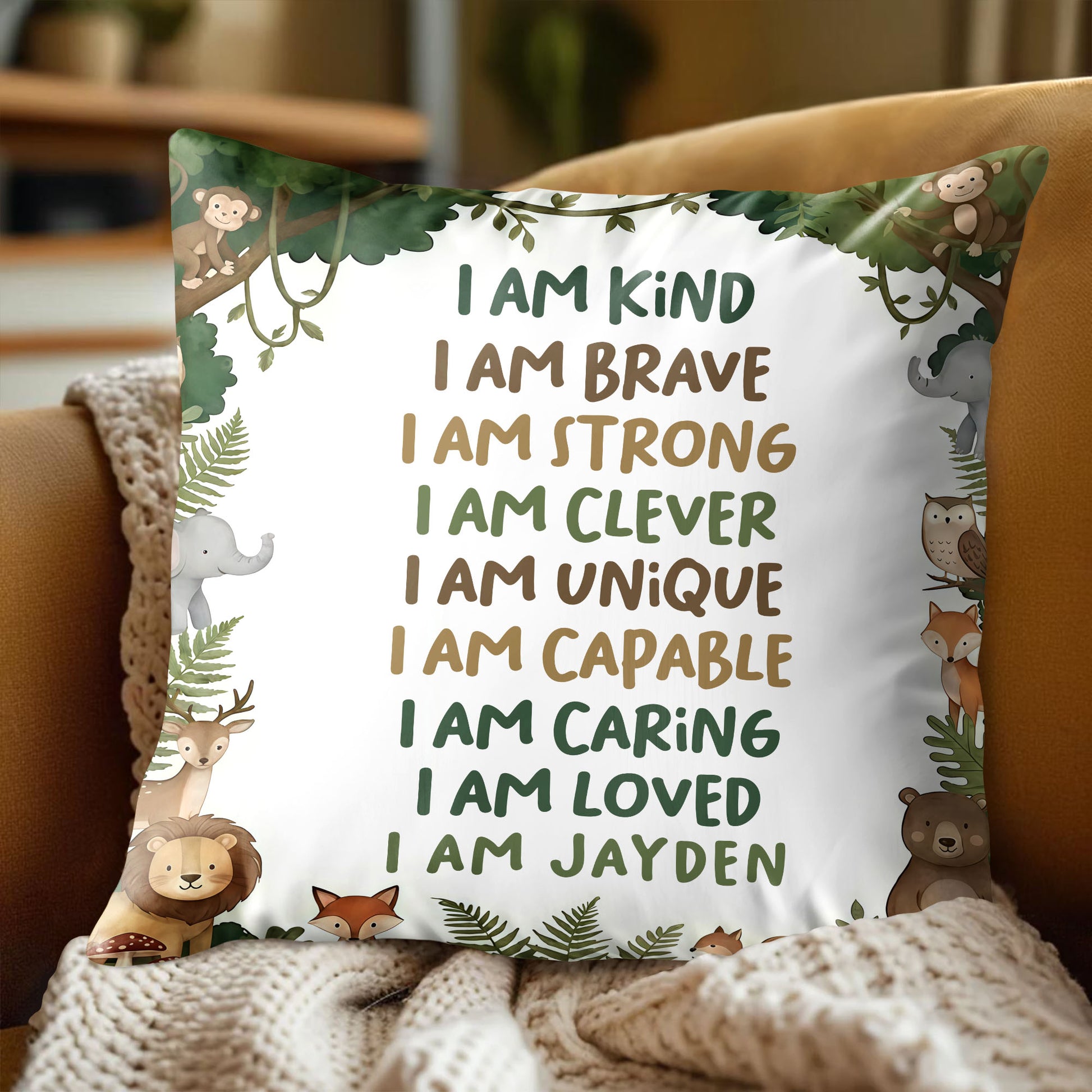 I Am Kind Brave Strong Affirmations With Jungle Animals