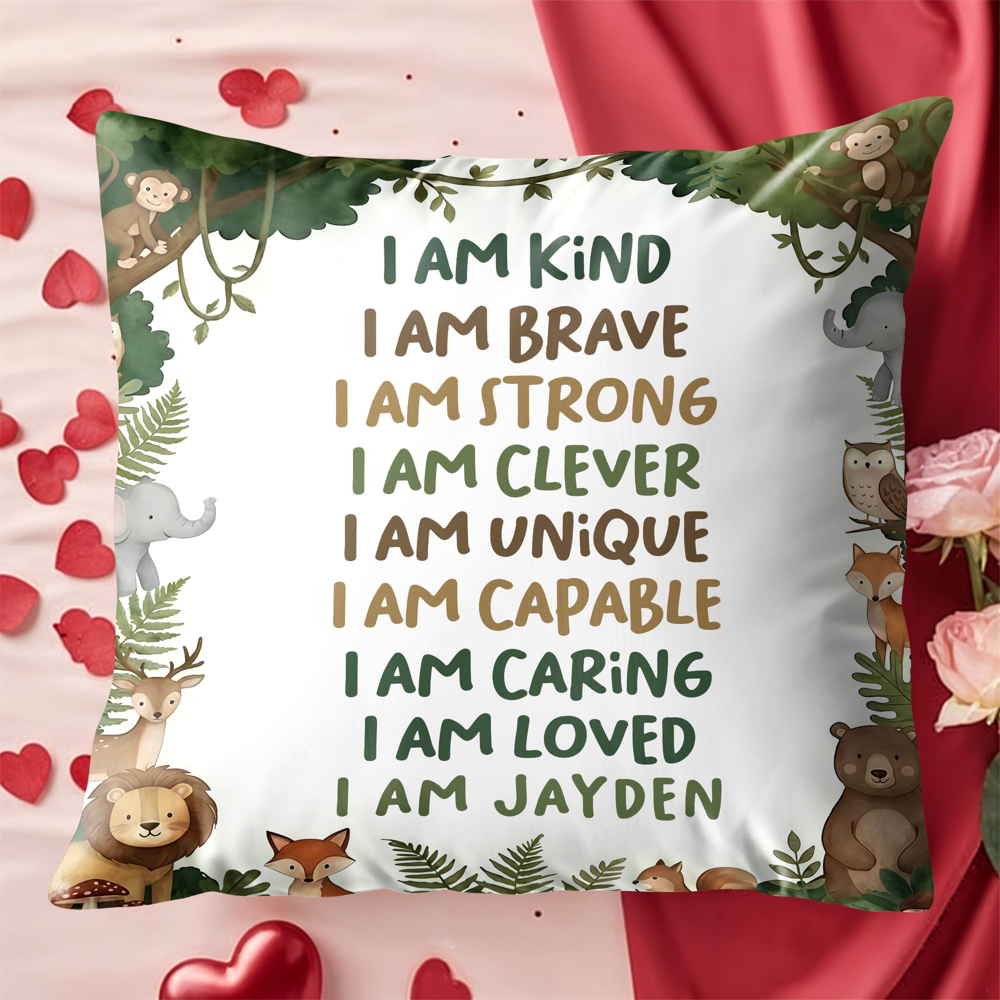 I Am Kind Brave Strong Affirmations With Jungle Animals