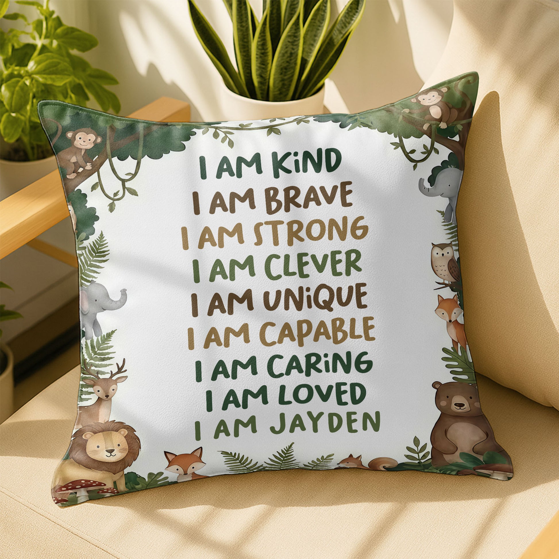 I Am Kind Brave Strong Affirmations With Jungle Animals