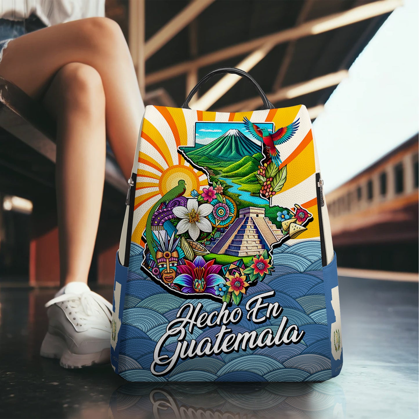 Hecho en Guatemala - Mochila de cuero personalizada - LA007_BP