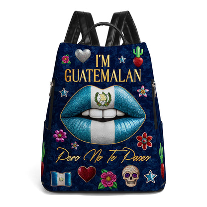 Soy guatemalteco, pero no te pases - Mochila de cuero personalizada - LA013_BP