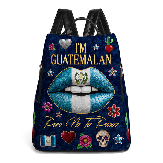 Soy guatemalteco, pero no te pases - Mochila de cuero personalizada - LA013_BP