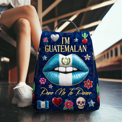 Soy guatemalteco, pero no te pases - Mochila de cuero personalizada - LA013_BP